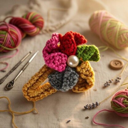 Crochet Fan Hair Clip Pdf + Video Tutorials