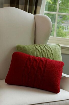 Cabled Pillows in Red Heart With Love Solids - LW3694