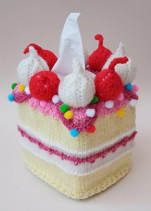 Cherry Cake Tissue Box Cover Knitting PatternCherry Cake Tissue Box Cover