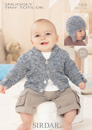 Helmet and Cardigan in Sirdar Snuggly Tiny Tots DK - 1426 - Downloadable PDF