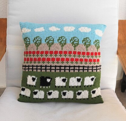 Sheep and Poppies Cushion