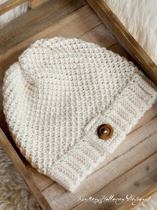 Double Seed Stitch Crochet Slouch Hat