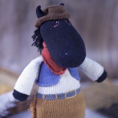 Horse Knitting Pattern -  Knitted Cowboy Horse Finn