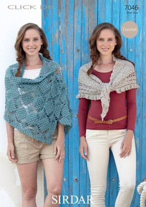 Diamond Pattern Wrap and Triangular Shawl With Frill in Sirdar Click DK - 7046 - Downloadable PDF