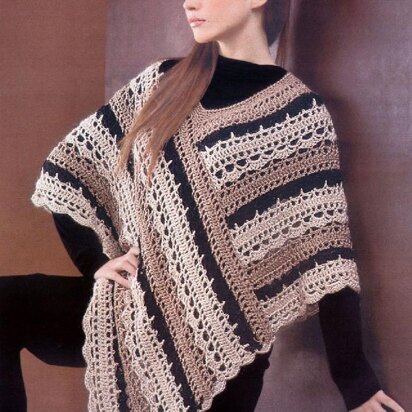 Striped Lacy Poncho