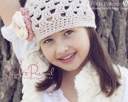 Crochet Cluster Beanie Hat With Flower Pattern 123