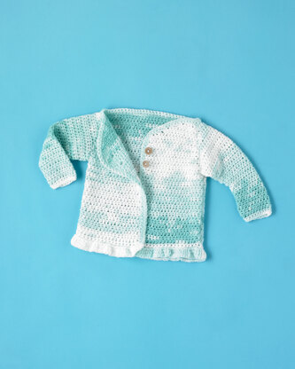 For the Frill of it Cardigan - Free Crochet Pattern For Babies in Paintbox Yarns Baby DK Prints by Paintbox Yarns