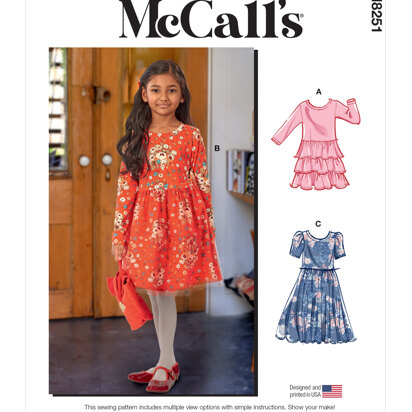 McCall's M7709 Girls' Sz 3-4-5-6 Knit Tops+ Dresses+ Leggings Very Easy  to Sew