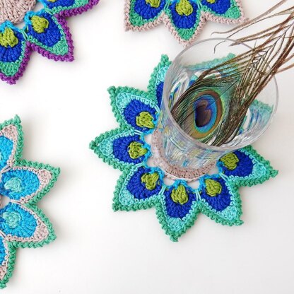 Coaster or Motif Peacock Feather Petals