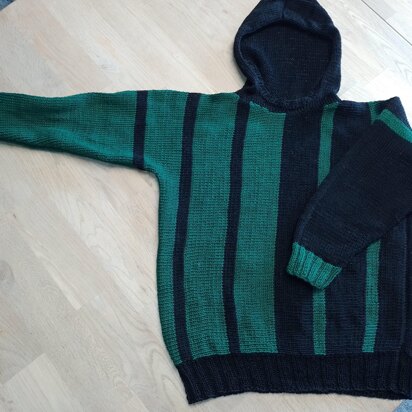 MARKUS, plain knitted hoodie with stripes for the kids