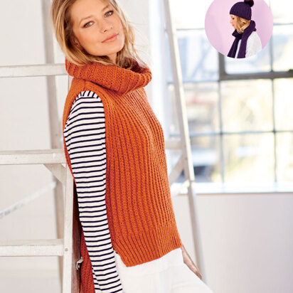 Textured Vest, Scarf and Hat in Rico Essentials Alpaca Blend Chunky - 486 - Downloadable PDF