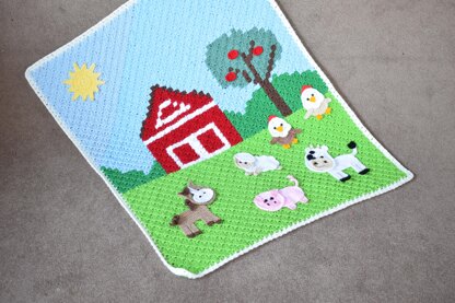 Farm animal friends applique blanket