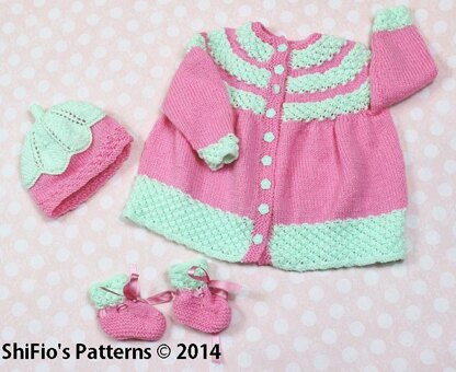 Bobble Yoke Matinee Baby Knitting Pattern #157