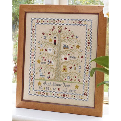 Historical Sampler Company Tree A-Z Birth Sampler, Boy Cross Stitch Kit - 28cm x 34cm