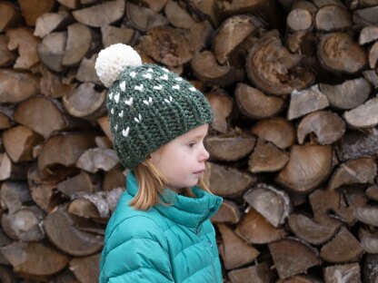 Fair Isle Winter Hat Toque Pompom Mini Hearts