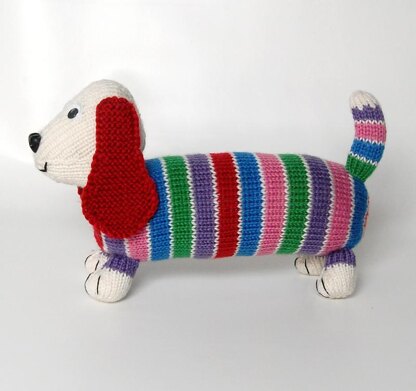 Dave the Stash Busting Dachshund - Knit Flat & In the Round Versions