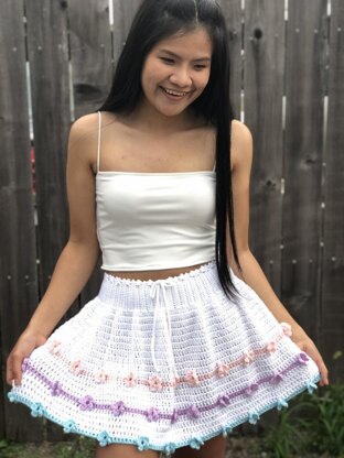 Crochet 3D flower skirt