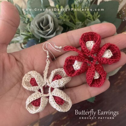 Butterfly crochet earrings for valentine's day | pdf crochet pattern