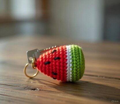 Watermelon Crochet Keychain Pattern PDF + Video Tutorial