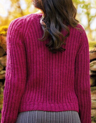 Rhea Ribbed Cardigan in Fable Brushed Aran - Downloadable PDF