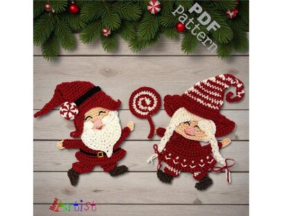 Gnome duo crochet applique pattern