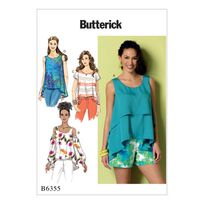 Butterick Misses' Overlay, Cold Shoulder or Notch-Neck Tops B6355 - Sewing Pattern