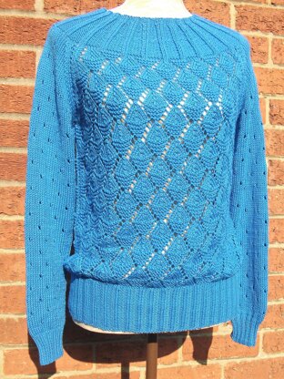 Lacy Sweater with Rib Yoke