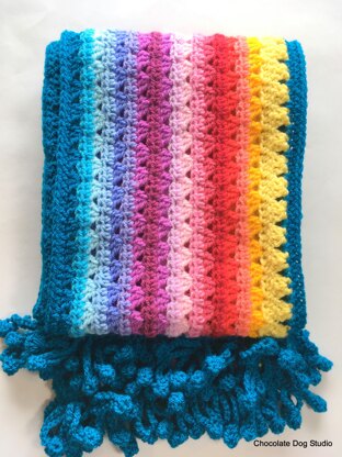 Rainbow Crochet Striped Scarf- The Denver Scarf