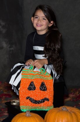 Pumpkin Face Bag in Red Heart Reflective - LW4433