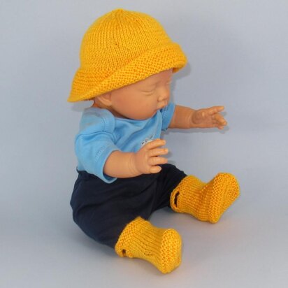 Baby Pull On Boots and Souwester Hat