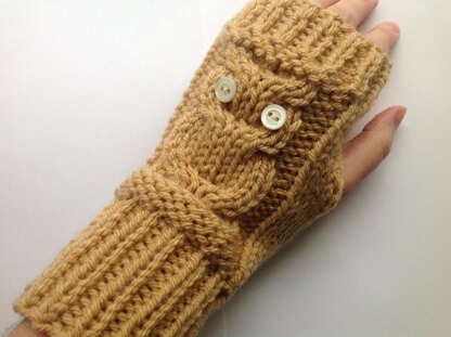 Knitted Owl Fingerless Gloves