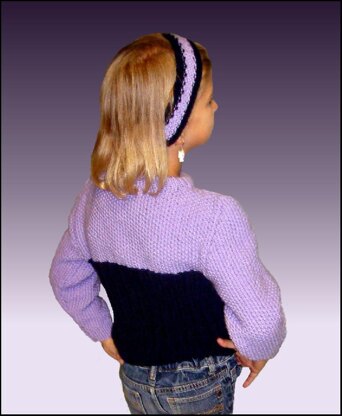 Girls sweater knitting pattern with matching headband 301