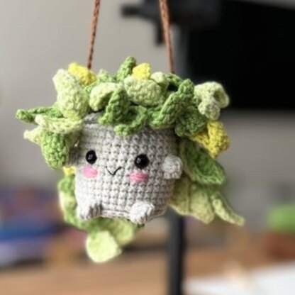 Cute pothos plant crochet pattern, potted flower crochet PDF pot plant pattern flowered crochet decor English pdf pattern US term
