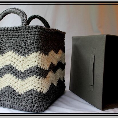 Square Wide Striped Basket