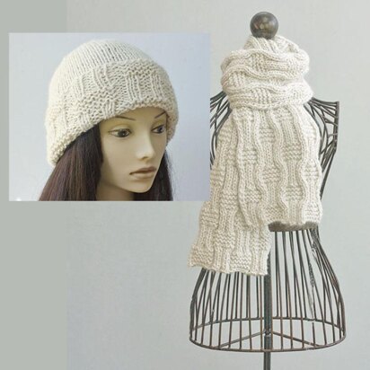 Wavy Rib Hat and Scarf Set