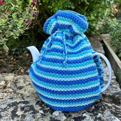 Ocean Blue 4 Cup Teapot Cosy Knitting Pattern