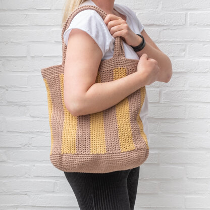 Crocheted Mesh Bag | Cool Tones Striped