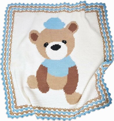 Crochet Baby Blanket - Sailor Bear