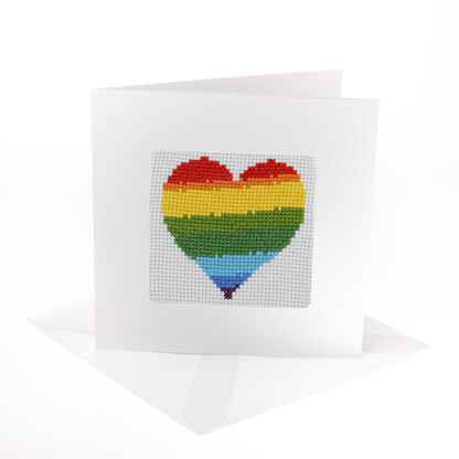Stitchfinity Rainbow Heart Mini Card Cross Stitch Kit - 13cm x 13cm