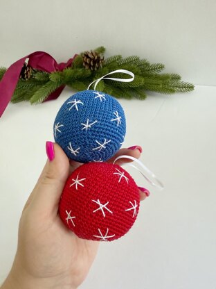 Red X Blue O Christmas ball ornament