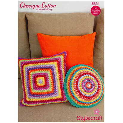 Crochet Cushion Covers in Stylecraft Classique Cotton DK - 8851