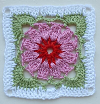 Crochet Granny Square Floral Afghan Block Motif LD-101