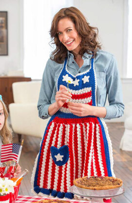 Betsy Ross Patriotic Apron in Red Heart Super Saver Economy Solids - LW4747 - Downloadable PDF