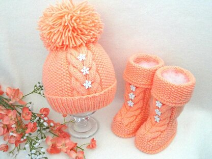 PATTERN Knitting Baby Hat Baby Shoes 0 - 12 months