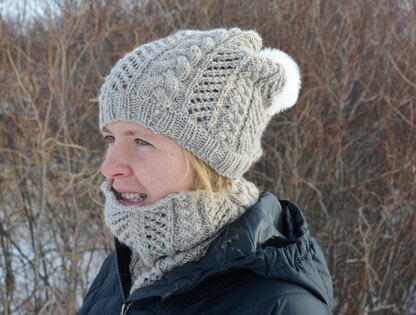 Cables and Lace Hat and Cowl