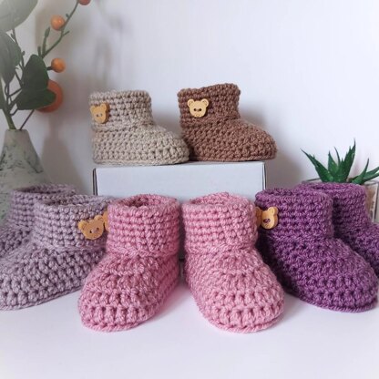 Button Baby Booties