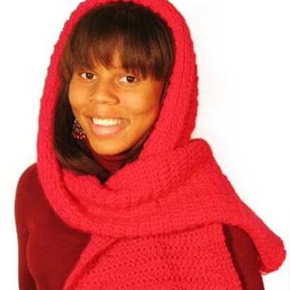 Little Red Riding Hood's Hooded Scarf in Lion Brand Wool-Ease