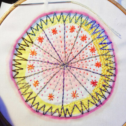 Dropcloth Samplers Colorburst - Starburst - Embroidery Kit - 5in x 5in