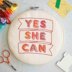 Cotton Clara Yes She Can Embroidery Hoop Kit - 21cm