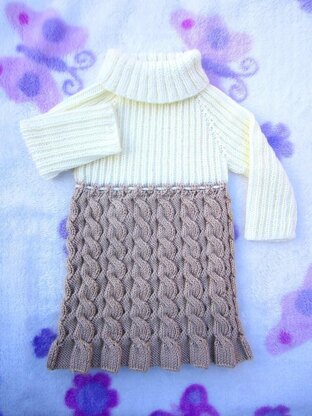 Seamless and Reversible Cables Baby Dress